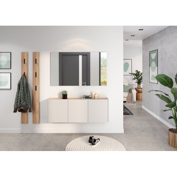 Krem viseći ormarić u dekoru hrasta 138x52x25 cm Libbiano – Germania-image-1