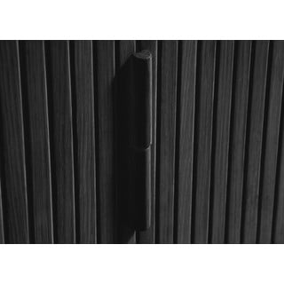 Crna niska komoda u dekoru hrasta s kliznim vratima 76x160 cm Cavo – Unique Furniture