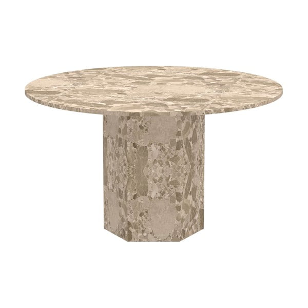Svjetlo smeđi mramorni okrugli blagovaonski stol ø 130 cm Naxos – Actona
