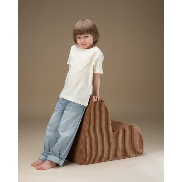 Smeđa dječja fotelja od samta Cloud – Wigiwama-image-3