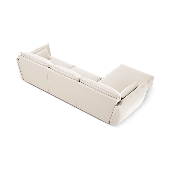Bež baršunasti kutna garnitura (s lijevim kutom/s ležaljkom) Vanda – Mazzini Sofas-image-3