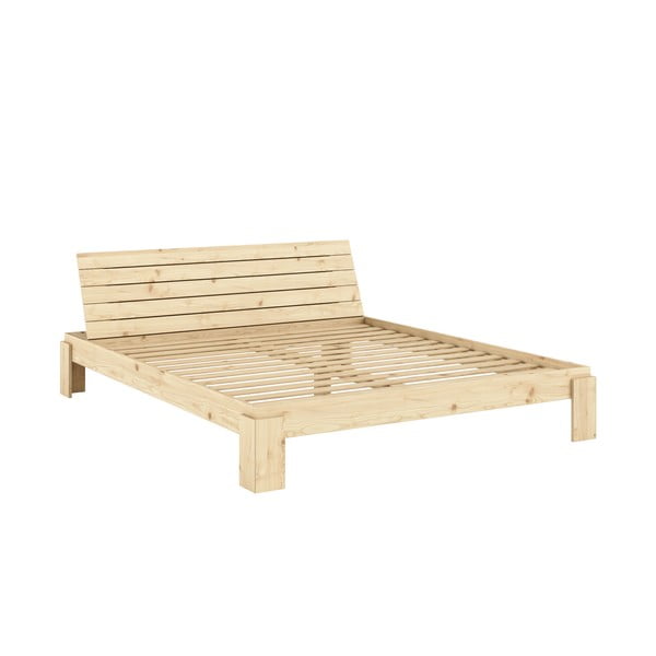 Bračni krevet od masivnog bora s podnicom 180x200 cm u prirodnoj boji Layers – Karup Design