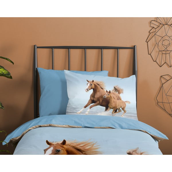 Plava pamučna dječja posteljina za krevet za jednu osobu 140x200 cm Free – Good Morning-image-2