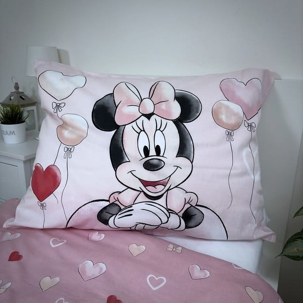 Ružičasta pamučna dječja posteljina za krevet za jednu osobu 140x200 cm Minnie "Balloon" – Jerry Fabrics-image-4