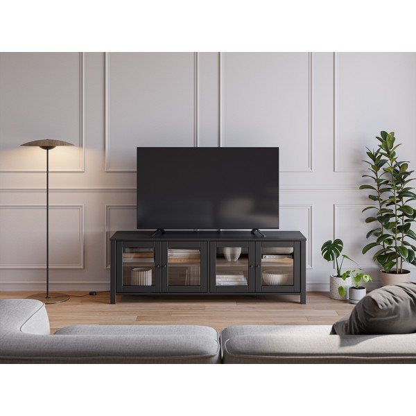 Crna TV komoda od masivnog bora 150x50x40 cm Alessandra – Marckeric-image-1