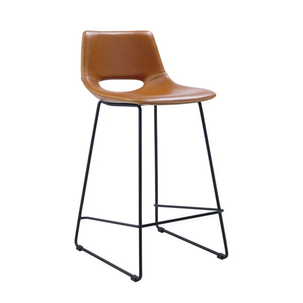 Konjak smeđe barske stolice u setu 2 kom od umjetne kože (visine sjedala 65 cm) Zahara – Kave Home