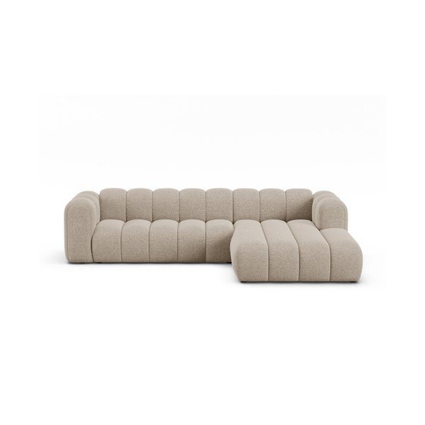 Bež kutna garnitura od šenila (s desnim kutom/s ležaljkom) Lupine – Micadoni 