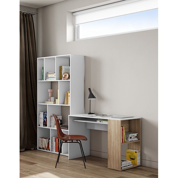 Bijeli radni stol u dekoru hrasta 114x50 cm Yale - TemaHome -image-1