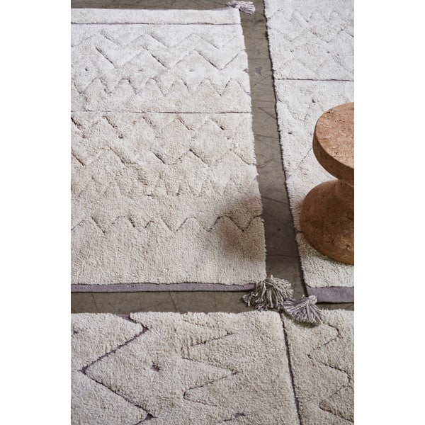 Krem periv/ručno rađen pamučan tepih 90x130 cm Azteca – Lorena Canals-image-1