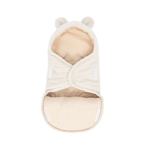 Krem pokrivač za povijanje od sherpa flisa 45x80 cm – Meowbaby-image-3
