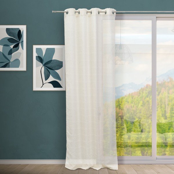 Bijela/bež zavjesa od mješavine lana 140x260 cm Nodes – Casa Selección-image-1