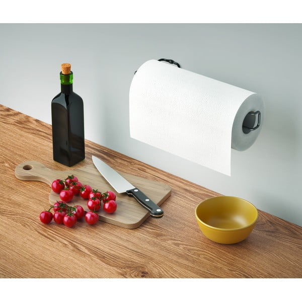 Crni zidni držač za kuhinjske krpe Metaltex-image-2