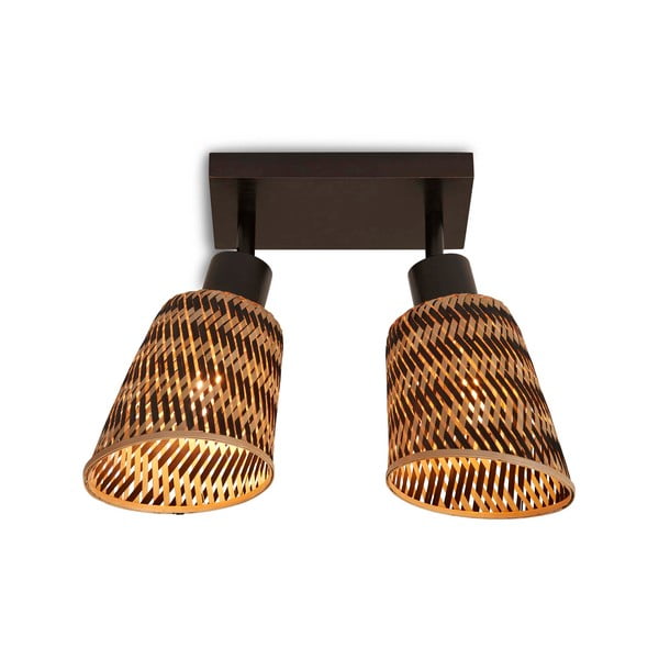 Crna/u prirodnoj boji stropna svjetiljka s bambusovim sjenilom ø 15 cm Java – Good&Mojo