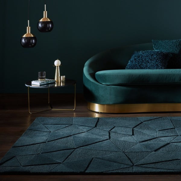 Plavozeleni ručno rađen vunen tepih 120x170 cm Shard Teal – Flair Rugs-image-1