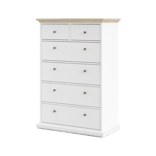 Bijela komoda s detaljima u hrastovom dekoru Tvilum Paris, 96 x 140 cm-image-2