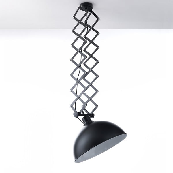 Crna viseća svjetiljka s Tomasucci Extension Evo sustavom pantografa