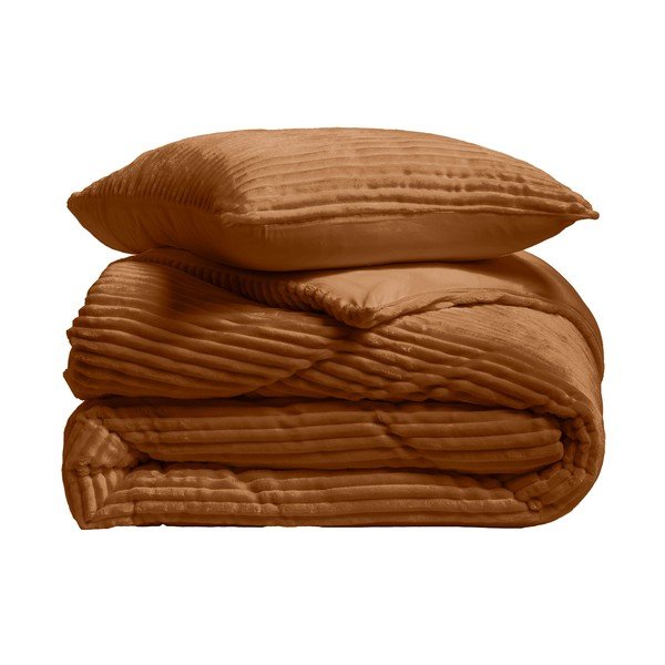 Svjetlo smeđa 3-dijelna flanelska posteljina za bračni krevet/za produženi krevet 240x220 cm Veloutea – douceur d'intérieur