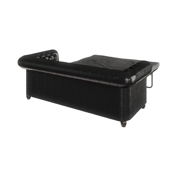 Crni kauč na razvlačenje od imitacije kože 203 cm York - Ropez-image-4