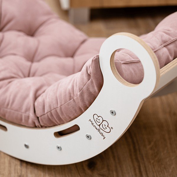 Bijela/ružičasta ljuljačka od masivnog bora 39x75x38 cm Montessori – Meowbaby-image-3