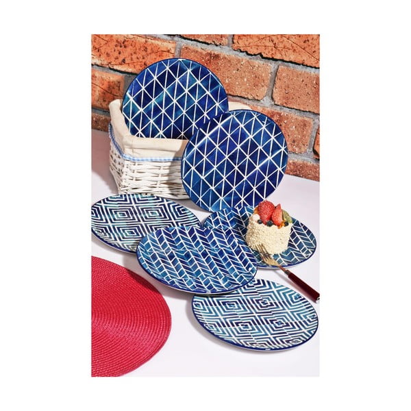 Set od 6 plavih keramičkih desertnih tanjura Kutahya Monica