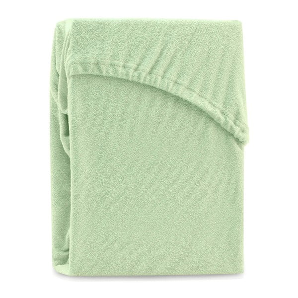 Svijetlo zelena elastična plahta za bračni krevet AmeliaHome Ruby Siesta, 200/220 x 200 cm