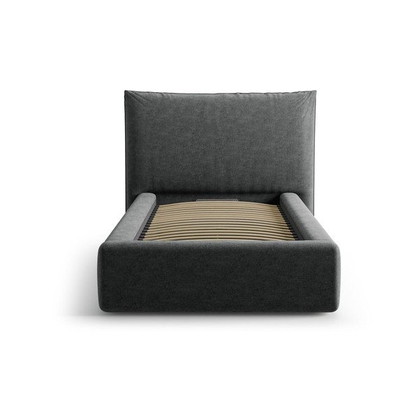 Tamno sivi tapecirani krevet s prostorom za odlaganje s podnicom 90x200 cm Kaelle – Micadoni -image-3