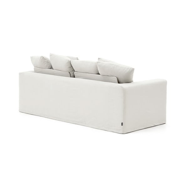 Bijela lanena sofa 240 cm Nora – Kave Home-image-3