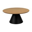 Crni/u prirodnoj boji okrugli stolić za kavu s pločom stola u dekoru hrasta ø 85 cm Soli – Actona