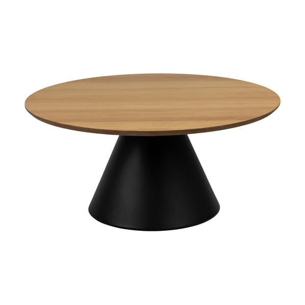 Crni/u prirodnoj boji okrugli stolić za kavu s pločom stola u dekoru hrasta ø 85 cm Soli – Actona