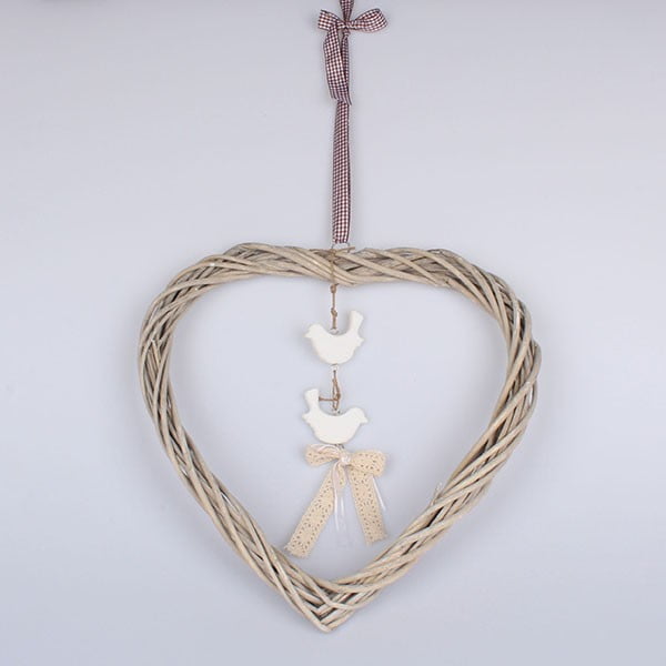 Viseći ukras srca sa Dakls pticama, visina 40 cm