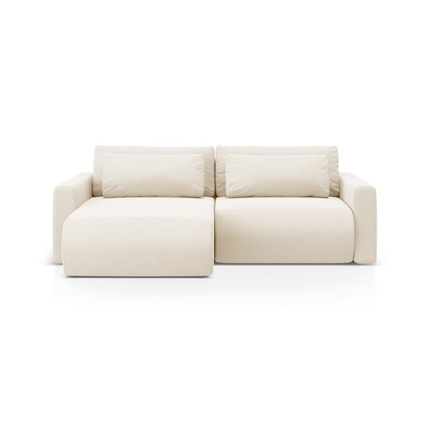 Bež baršunasti sklopiva/s prostorom za odlaganje kutna garnitura Belfast – Cosmopolitan Design