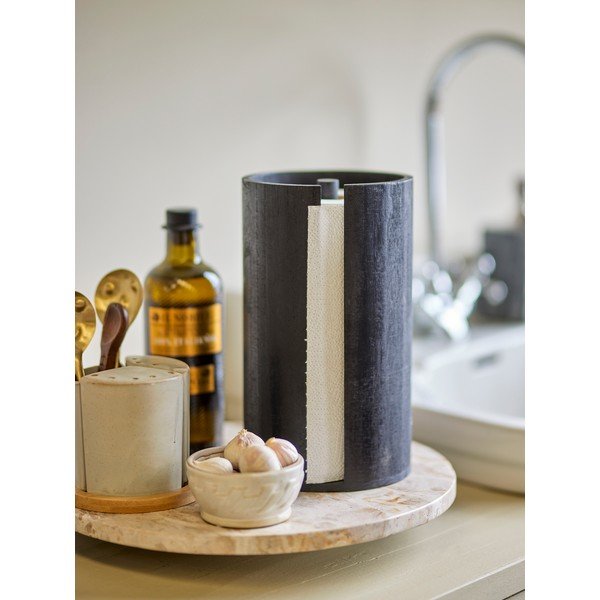 Crni drveni stalak za papirnate ručnike ø 14,5 cm Celian – Bloomingville-image-1