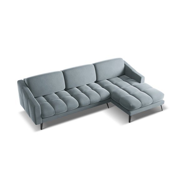 Svijetlo plava baršunasti kutna garnitura (s desnim kutom) Nalu – Makamii-image-4