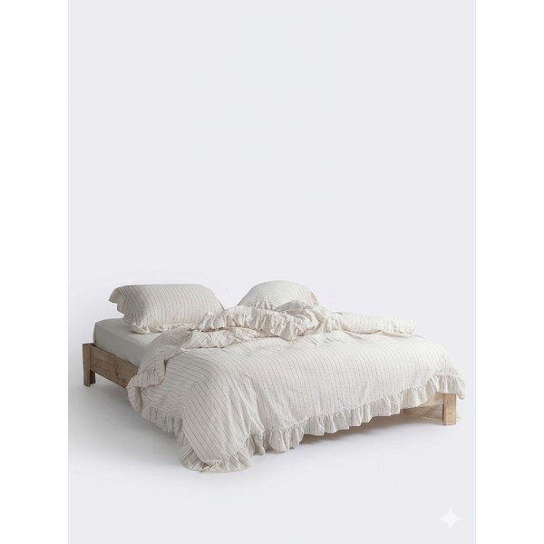 Bež posteljina za bračni krevet/za produženi krevet od renforce pamuka 240x220 cm Amalia Striped – Mila Home Luxury
