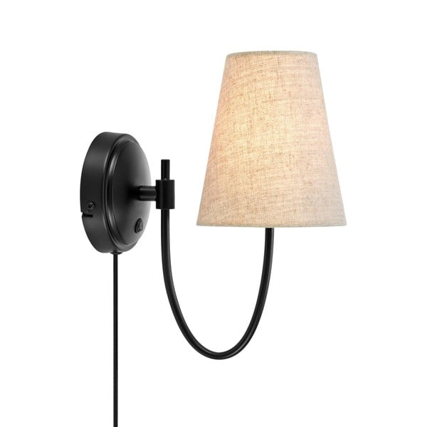 Crna/bež zidna lampa s utikačem Amar – Markslöjd