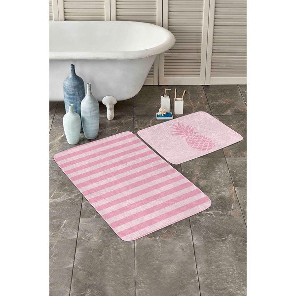 Ružičaste od samta kupaonske prostirke u setu 2 kom 60x100 cm – Mila Home-image-2