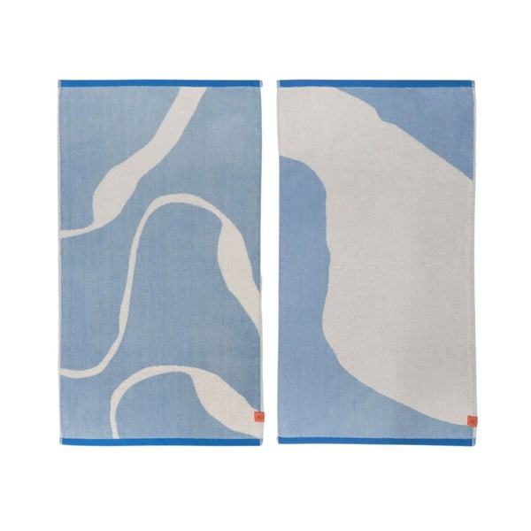 Bijelo-plavi ručnici u setu 2 kom od organskog pamuka 50x90 cm Nova Arte – Mette Ditmer Denmark