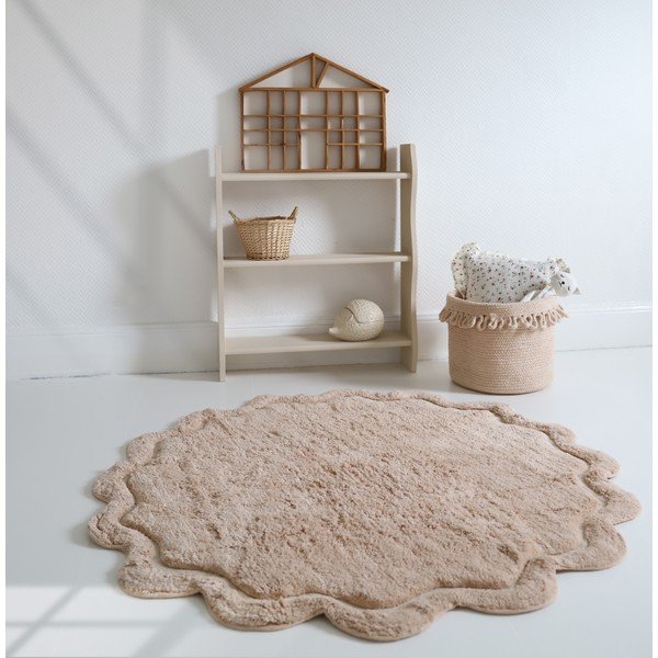 Svijetlo ružičasti periv/ručno rađen pamučan okrugao tepih ø 110 cm Sweet April Nude – Nattiot-image-1