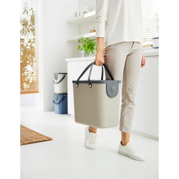 Svjetlo smeđa kanta za smeće za odvojeni otpad od reciklirane plastike 25 l Albula – Rotho-image-1