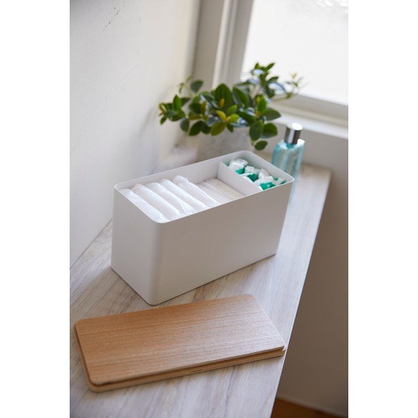 Bijeli organizator s poklopcem od šperploče Yamazaki Rin-image-2