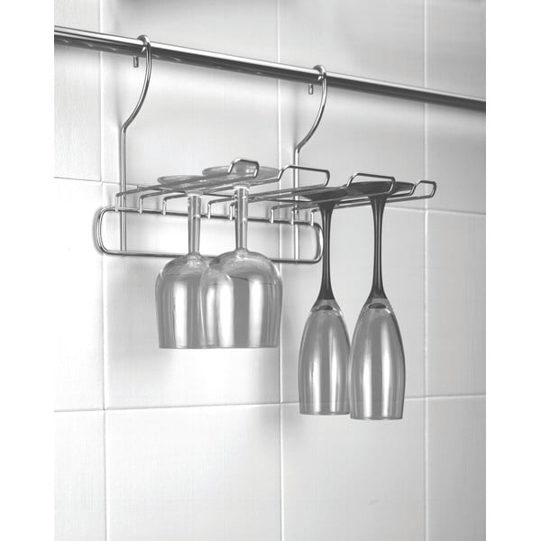 Viseći stalak za čaše od kromiranog čelika u srebrnoj boji Lonardo – Metaltex-image-1