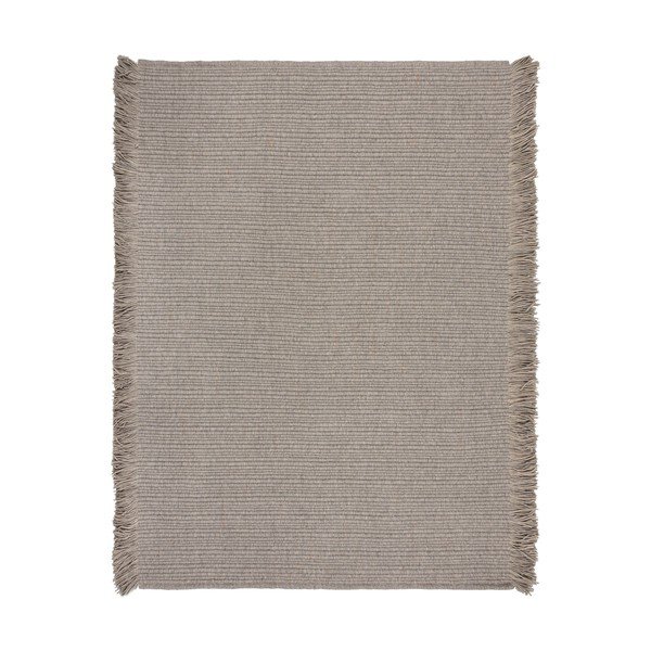 Sivi ručno rađen tepih od mješavine vune 160x230 cm Rene Fringed Ribbed – Flair Rugs