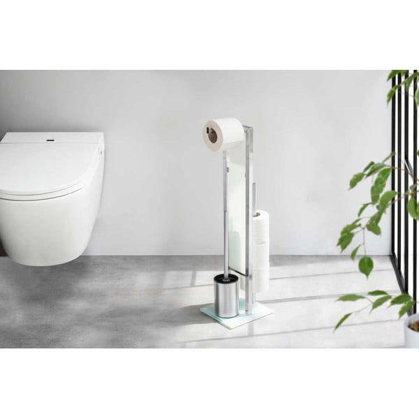 Držač za WC papir od nehrđajućeg čelika sa četkom u mat srebrnoj boji Rivalta – Wenko-image-1