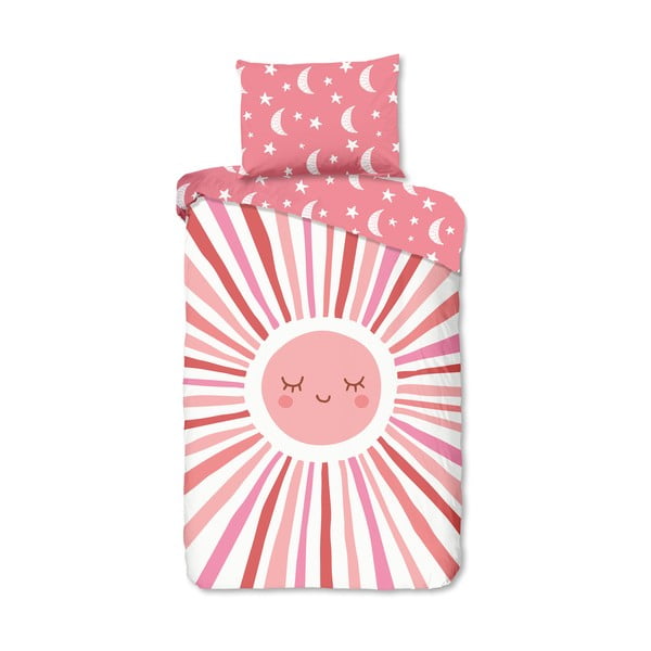 Ružičasta pamučna dječja posteljina za krevet za jednu osobu 140x200 cm Sunny – Good Morning