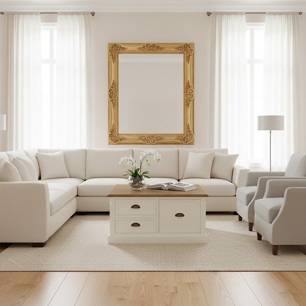 Bijeli stolić za kavu u dekoru jelke 90x90 cm Hardwick – Premier Housewares-image-2