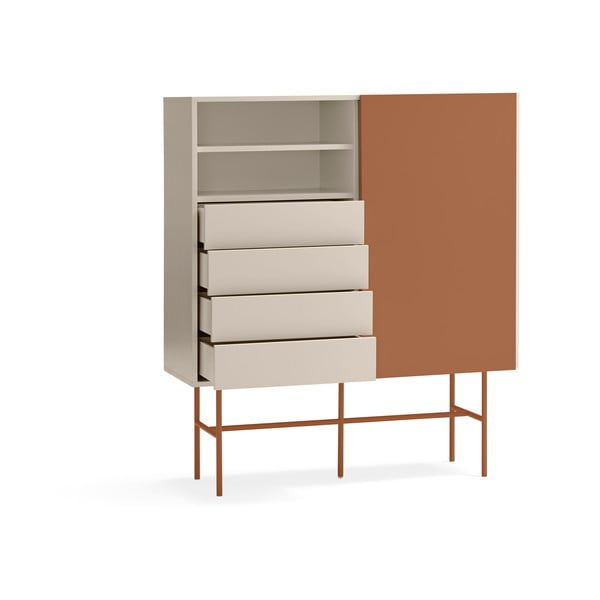 Ciglasta/bež visoka komoda s kliznim vratima 120x140 cm Nube – Teulat-image-4