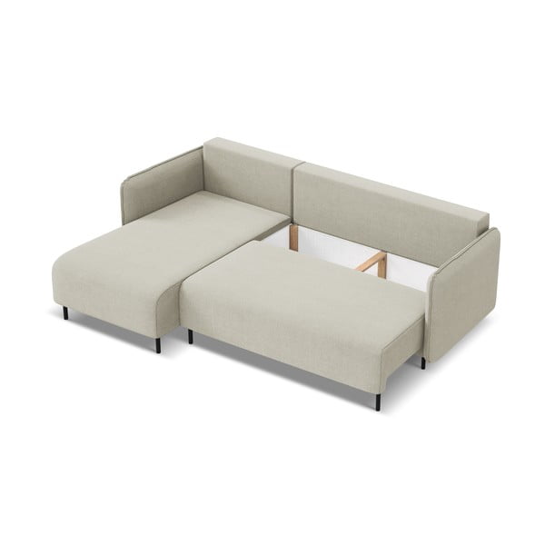 Bež sklopiva/s prostorom za odlaganje kutna garnitura (s lijevim kutom) Luana – Makamii-image-3