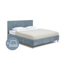 Plavi tapecirani bračni krevet s madracem/letvičastim okvirom 180x200 cm Noira Slim - Bonami Selection