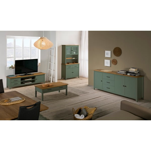 Zelena vitrina od masivnog bora 90x180 cm Miranda – Marckeric-image-1