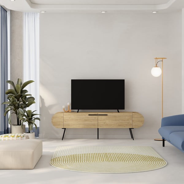 TV komoda u dekoru hrasta u prirodnoj boji 195x57 cm Saluso – Marckeric-image-1